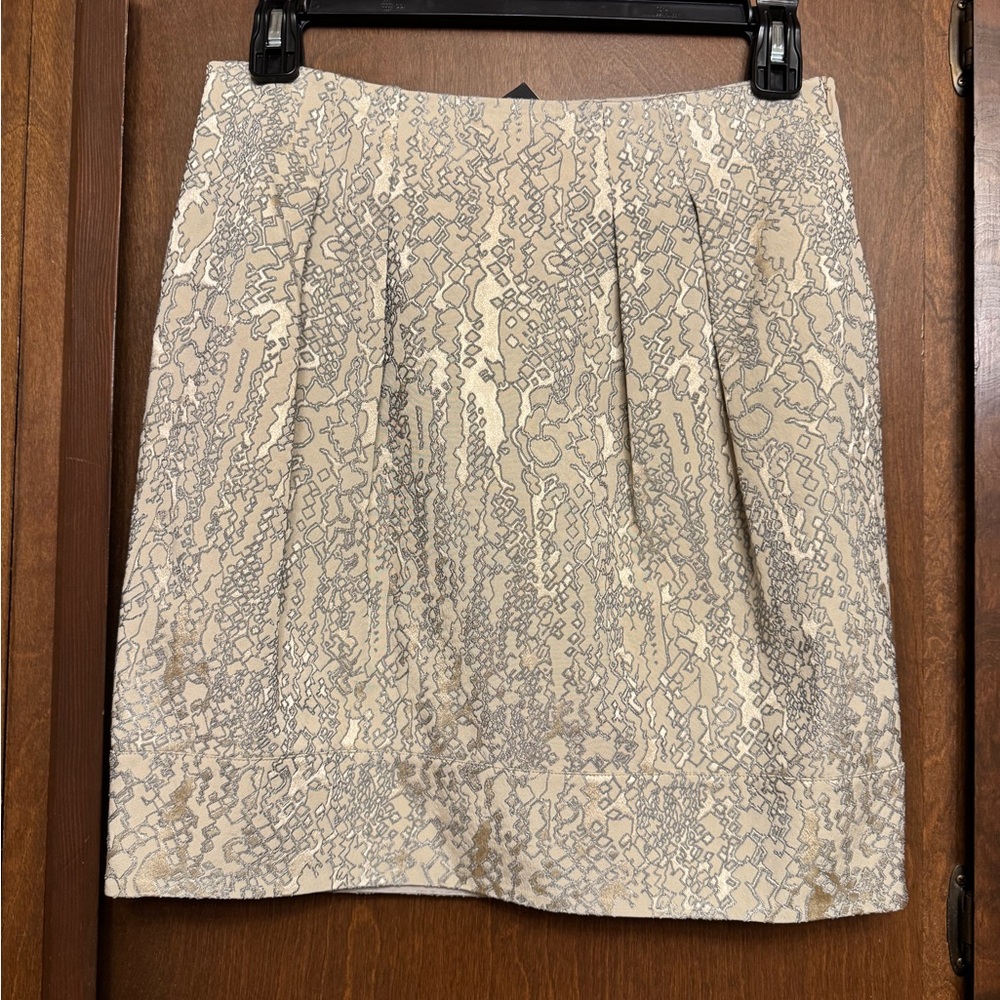 Lafayette 148 Modern Brocade Beige Pleated Tulip Shape Skirt Nwt 8 $348